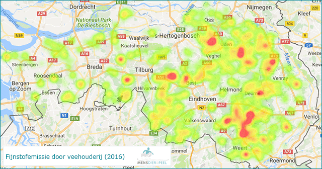 Fijnstofemissie_Brabant_Limburg_kaart_2016